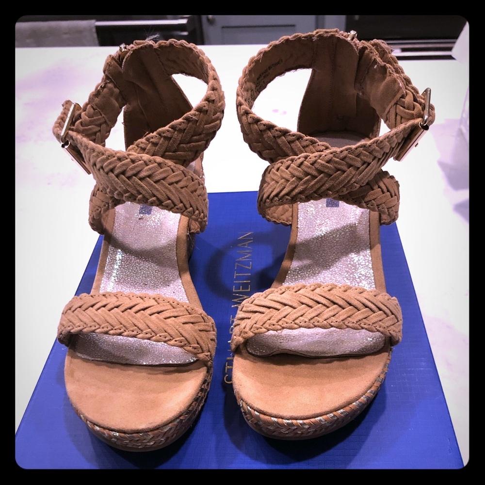 Girls Stuart Weitzman Tan Akilah Spare Wedge Sz3